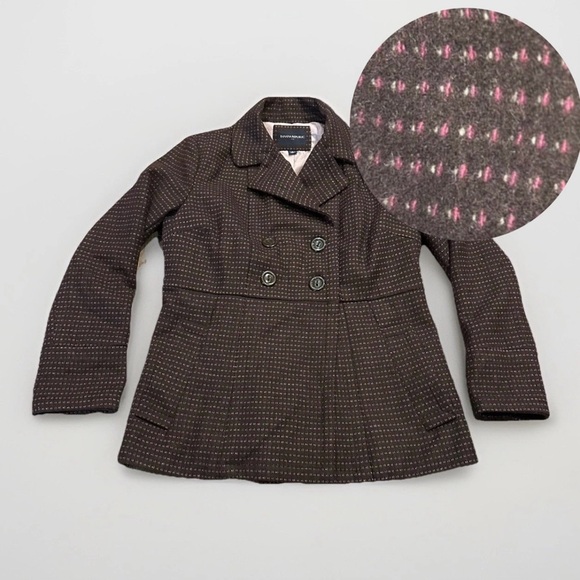 Banana Republic Wool Pea Coat Womens L Double-Breasted Preppy Academia Y2k 90s - Picture 1 of 15
